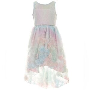 Rare Editions size 14 Girls dress - multi colored pastel w/dimensional flowers